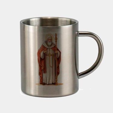 Imagem de Caneca de Inox Premium Prateada 400ml Santo Sao Bento Igreja Catolica 