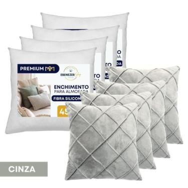 Imagem de Kit 4 Enchimento de Almofada 45x45 Refil Antialérgico Fibra Siliconada