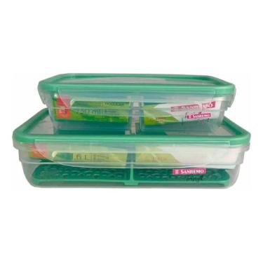 Imagem de Pote Plástico Com Trava Divisória 1,6l+ 730ml Freshy Sanremo