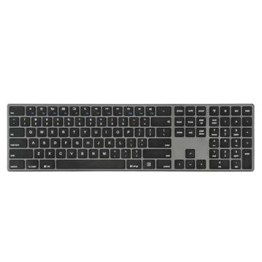 Imagem de Perixx Teclado multidispositivo sem fio PERIBOARD-817, tamanho completo, caixa de alumínio, teclas tipo X, compatível com Windows, macOS, Linux