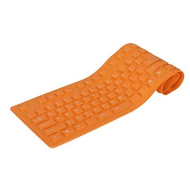 Imagem de Teclado dobrável de silicone USB com fio teclado alternado à prova d'água para PC, laptop, notebook, 2 cores, 108 teclas (laranja)