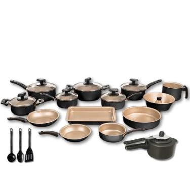 Imagem de Conjunto Panelas 17 Pc Antiaderente Panela Pressão 2L - Alumínio Imper