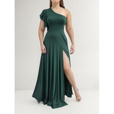 Imagem de Vestido Madrinha Com Fenda E Manga Godê Para Festa Casamento - Casual 