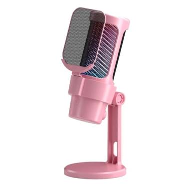 Imagem de Gaming Microfone USB Com Iluminação RGB Construída na Placa de Som One Touch MiC (Rosa)