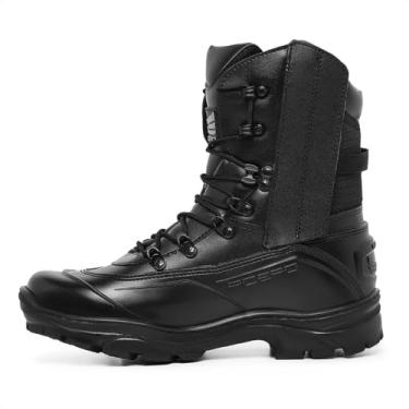 Imagem de Bota Coturno Militar Tiger Pró, Couro Resistente, Design Tático, Solado Robusto para Uso Militar (Preto com Zíper, BR, Adulto, Numérico, 37)