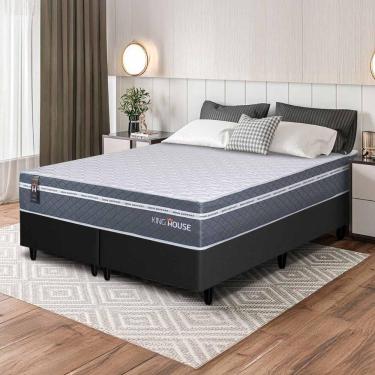 Imagem de Conjunto Box Preto Cairo Cinza Molas Ensacadas Queen 158x198x64 - King House