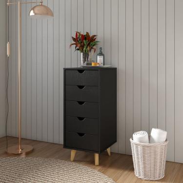 Imagem de Cômoda Ipanema 5 Gavetas 40cm Em Mdp E Pintura Bp Fosca Preto