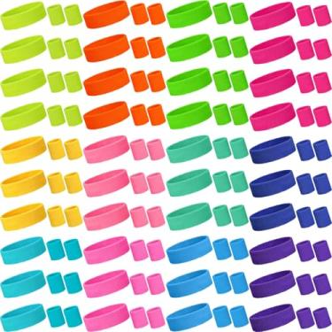 Imagem de Yuxung O conjunto de faixas de suor neon inclui faixa de cabeça atlética para tênis, ginástica, países internacionais, competições de jogos esportivos para homens e mulheres, suprimentos de festa