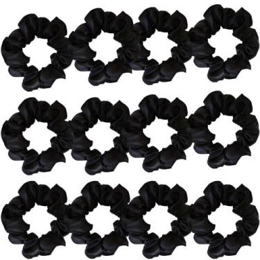 Imagem de Kit 30 Scrunchie Xuxinha Cetim - Artesanal, Preto