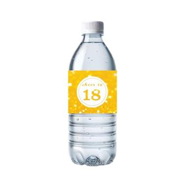 Imagem de 32 Pces Cheer to 18 etiquetas de garrafa de água adesivos de bebida de festa de aniversário de 18 anos, à prova d'água 18 anos de idade, decorações de festa de 18 anos, decoração de lata de 18 anos