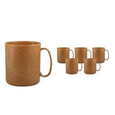 Imagem de Kit 6 Canecas Redonda Fibra Madeira Green 400Ml - Bb Store