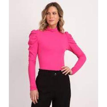 Imagem de Blusa feminina manga longa princesa bufante gola alta malha canelada c