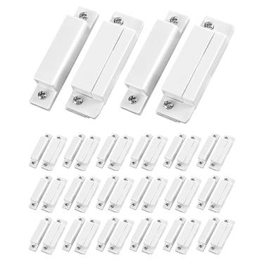 Imagem de QWORK MC-31 Interruptor de alarme de alarme com sensor de contato com janela de porta magnético NC montado na superfície, branco, pacote com 20 com 80 parafusos