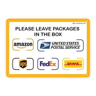Imagem de IGNIXIA Placa de entrega no pacote para casa Amazon Leave Packages Here Sign for FedEx, Amazon, DHL, UPS, USPS Signs- Resistente ao desbotamento - Montagem fácil - Placas de instruções de entrega 25,4 cm x 17,7 cm (Plástico)