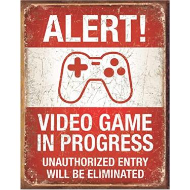 Imagem de Alerta da Desperate Enterprises! Placa de vídeo game in progress estanho, 32 cm L x 41 cm A