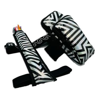 Imagem de Bolsa de telefone VERS MURSE com coldre para ventilador, faixa de braço/perna, zíperes com fivela e bolso com zíper oculto para Raves/festas de circuito (ZIGZAG Vers Murse prata + coldre para