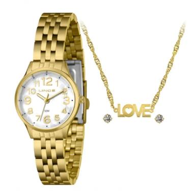 Imagem de Kit Relógio Analógico Feminino Lince Lrgh204l30 K08jb2kx