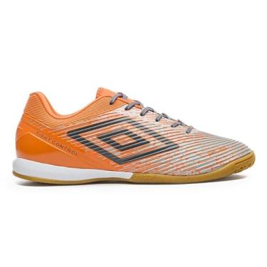 Imagem de Chuteira Futsal Umbro Gravity, Cabedal Texturizado, Solado Hexa com Amortecimento EVA, Laranja (Laranja e Cinza, BR, Adulto, Numérico, 40)