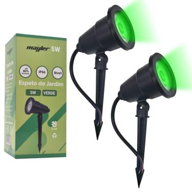 Imagem de Kit 2 Espeto Jardim Balizador Solo Led Prova Dágua Verde
