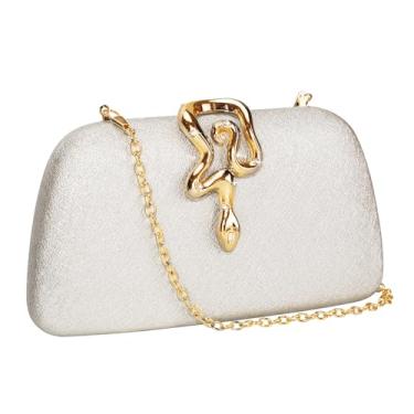 Imagem de Bolsa clutch com glitter para mulheres – Bolsa de noite elegante e deslumbrante, bolsa brilhante para casamentos mágicos e momentos especiais, Branco, Small