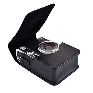 Imagem de Rieibi Capa Mini EVO - Capa protetora de couro PU vintage para câmera instantânea Fujifilm Instax Mini EVO - Capa completa com alça de ombro ajustável - preta