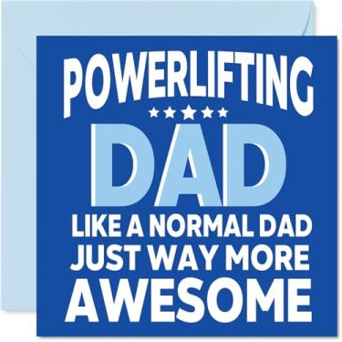 Imagem de Cartão de aniversário Powerlifting para pai - Awesome Dad Sports - Cartão de feliz aniversário para homens, cartões de felicitações masculinos de 14 cm