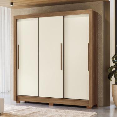 Imagem de Guarda-roupa 3 Portas Correr 2 Gavetas Maringá Jatobá/areia