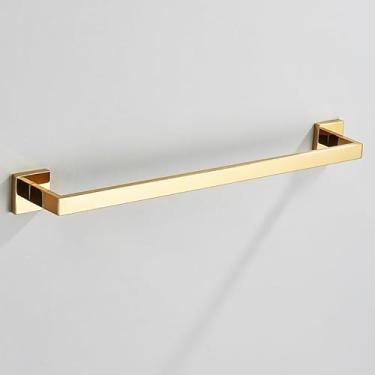 Imagem de Porta Toalha De Banheiro Inox Quadrado Suporte Toalheiro Solteiro 40/60cm Preto/Cromada/Ouro(Ouro Polido 60cm)