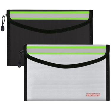 Imagem de Bolsa à prova de fogo, bolsa de armazenamento seguro para viagem para documentos, dinheiro, objetos de valor, chaves de joias, bateria de lipo (20 x 13 cm preto + prata)