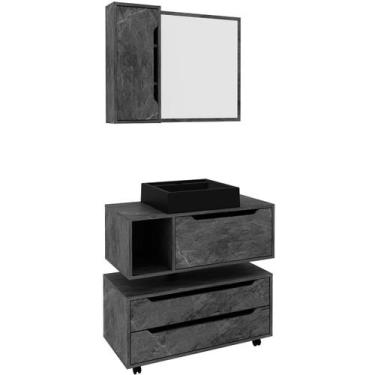 Imagem de Kit Gabinete Balcão e Espelheira de Banheiro Cuba Karina - Tecnomobili