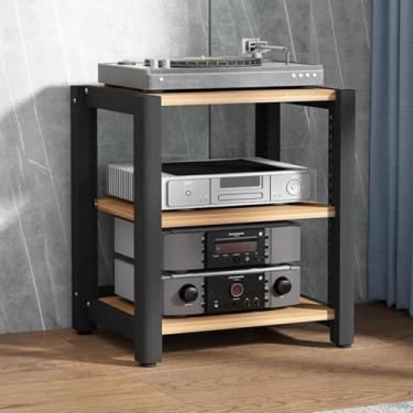 Imagem de Estéreo Std 4-tier Av Media Std Canto Prateleira Record Player Std Com Armazenamento De Vinil Rack De Áudio Móvel Torre Player Std Para Entretenimento Componentes Estér, Light Walnut, 60x50x64cm