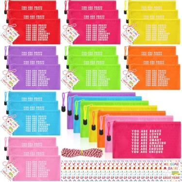 Imagem de AmazingSpark 24 conjuntos de lápis de cor arco-íris motivacionais de volta às aulas com cartões inspiradores de lápis de cor arco-íris para suprimentos de presentes