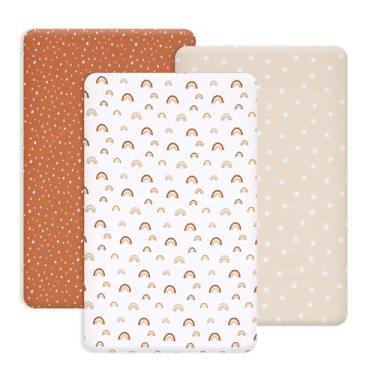 Imagem de PHF Pacote Com 3 Lençóis Macios Para Berço, De Seda Arco-Íris Bebês Meninos E Meninas, Ajuste Universal, Cercadinho Portátil Colchões