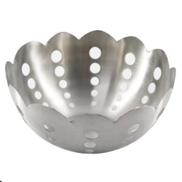 Imagem de Fruteira Cesto De Mesa Em Aço Inox 24 Cm Importada Indiana - Gici Deco