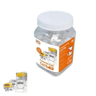 Imagem de Conector RJ45 FC Fontes Macho 8x8 Cat.5e - FCRJ45T5N - Pote com 100 un