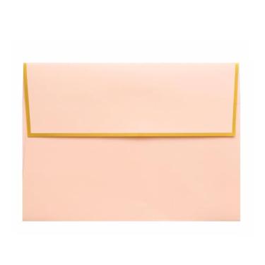 Imagem de Envelopes A7 - Envelopes A7 de luxo com borda quadrada de aba metálica para cartões de 12,7 x 17,8 cm - para casamento, convites, chá de bebê, fotos, aniversário, chá de panela (rosa blush, pacote com
