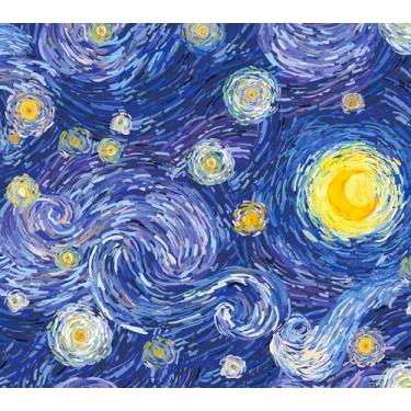 Imagem de Decotalk Papel de parede de noite estrelada Peel and Stick azul boho para quarto noite estrelada papel de parede vinil 43 cm x 300 cm arte autoadesiva, pintura abstrata estrela galáxia papel de