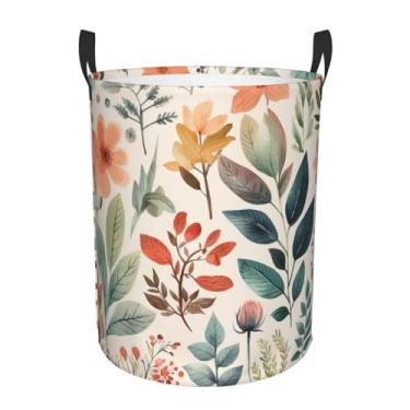 Imagem de Cesta de lavanderia de flores em aquarela, dobrável, impermeável, cesto de armazenamento de roupas com alças, pano Oxford, organizador de brinquedos, cesta para banheiro, lavanderia, quarto, pequeno
