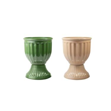 Imagem de 2 Vasos Estilo Romano Decoração Festa Acrílico 13cm X 18cm (NÓS MOSCADA E VERDE MILITAR)