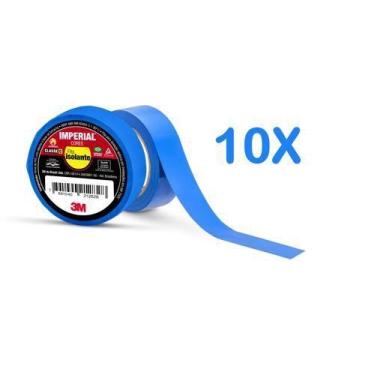 Imagem de Fita isolante imperial azul 3m 18 mm x 10 mt kit 10 peças