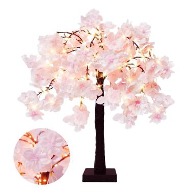 Imagem de Árvore de cerejeira de LED rosa de 61 cm com 360 luzes de fada, 8 modos de iluminação – Árvore iluminada artificial para decoração de quarto e Natal