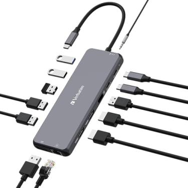 Imagem de Verbatim USB C Hub 13 em 1 adaptador USB-C para HDMI, RJ45, USBA-A e USB-C PD, com leitor de cartões SD, para Mac, MacBook Pro/Air, iPad Pro, Thinkpad, Windows, laptop e Co, 32153
