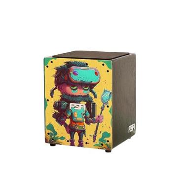 Imagem de Cajon FSA Instrumento de Percussão Profissional Feito à Mão - Graves Profundos, Som de Caixa Nítido, Madeira Brasileira, Design Ergonômico de Inclinação FSA KIDS FK18 SKIN