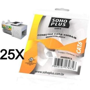 Imagem de 25x Conector Keystone Fêmea CAT6, RJ45, Sohoplus Furukawa