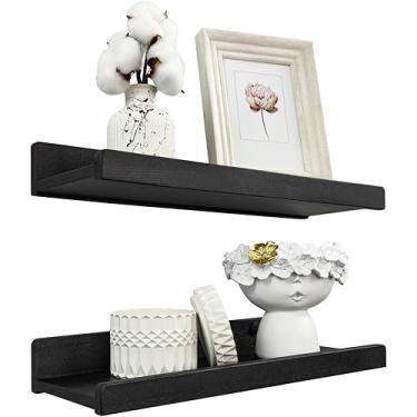 Imagem de Prateleiras flutuantes para parede de 41 cm, à prova d'água, prateleiras de armazenamento de parede com bordo, prateleira de borda de exibição para moldura de sala de estar, prateleiras de livros