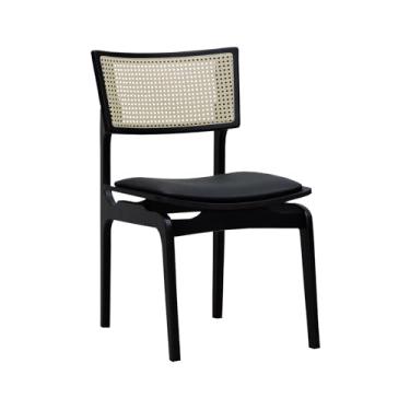 Imagem de Cadeira Apollo Madeira Maciça Encosto Telinha Assento Anatômico - Preto - Estofado Corano Preto