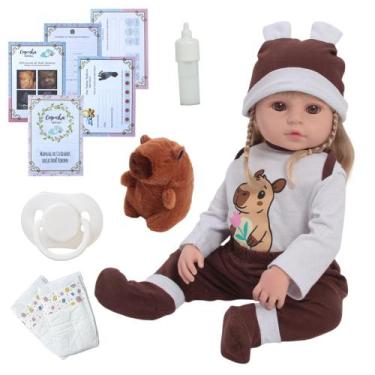 Imagem de Bebê Reborn Realista Loira Capivara Fofinha Pelúcia Itens - Cegonha Re