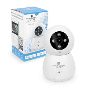 Imagem de Câmera Segurança Inteligente Wifi Botão Chamada Visão Noturna Detecção Movimento Alexa Google Assistant Giro 360 HD Áudio Bi Direcional Microfone Babá Eletrônica Pet 3MP Bivolt Micro SD App Panda Plus
