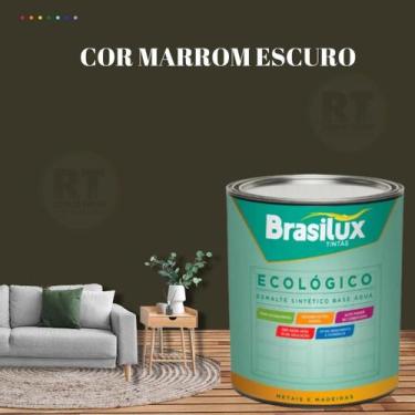 Imagem de Esmalte Sintético Brasilux Base Água Ecologico Cor Marrom 800ML Brilha