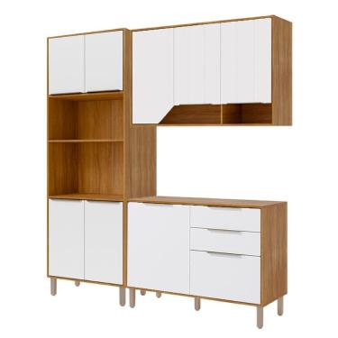 Imagem de Armário de Cozinha Celeste com Torre Quente 190 cm 9 Portas